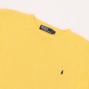POLO RALPH LAUREN VINTAGE Classic Crewneck Cotton Sweater Yellow Size L